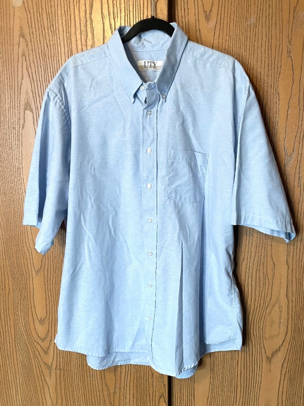 MEN’S UTY APPAREL LIGHT BLUE SHORT SLEEVE BUTTON FRONT SHIRT NWOT SIZE 2XL / 3XL